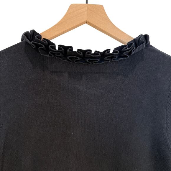 Vintage Pendleton Silk Top Petite Small Black Ruffled Collar - Picture 11 of 12